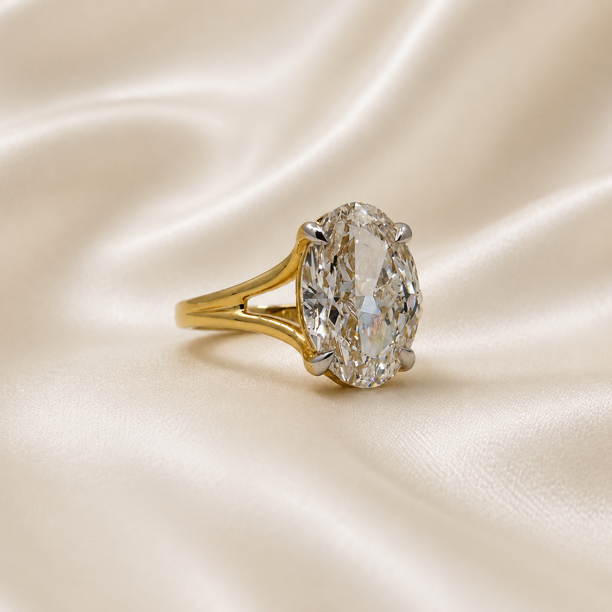 Split Shank Oval Diamond Solitaire Ring
