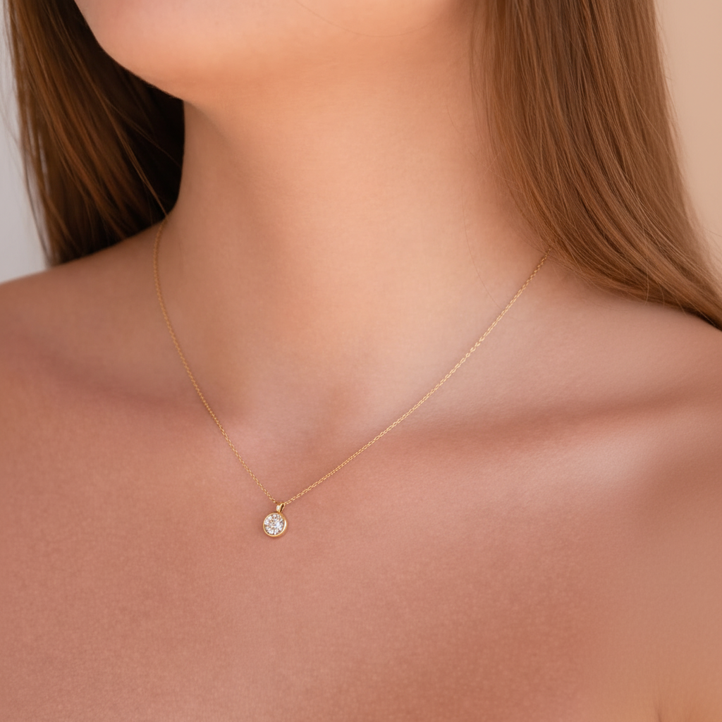 Bezel diamond pendant necklace