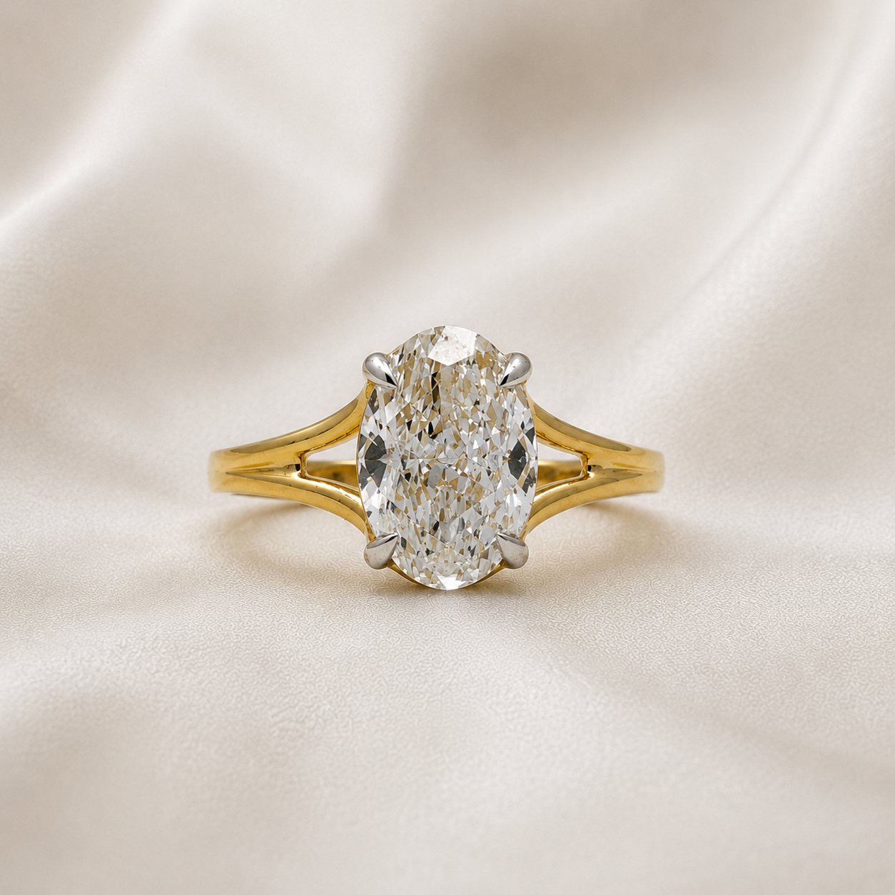 Split Shank Oval Diamond Solitaire Ring