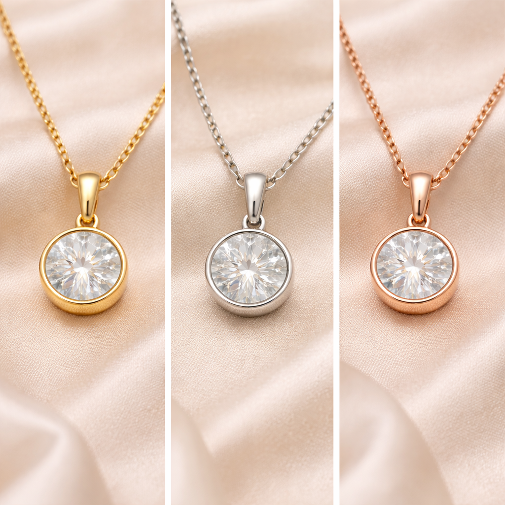 Diamond Bezel Solitaire Pendant Necklace