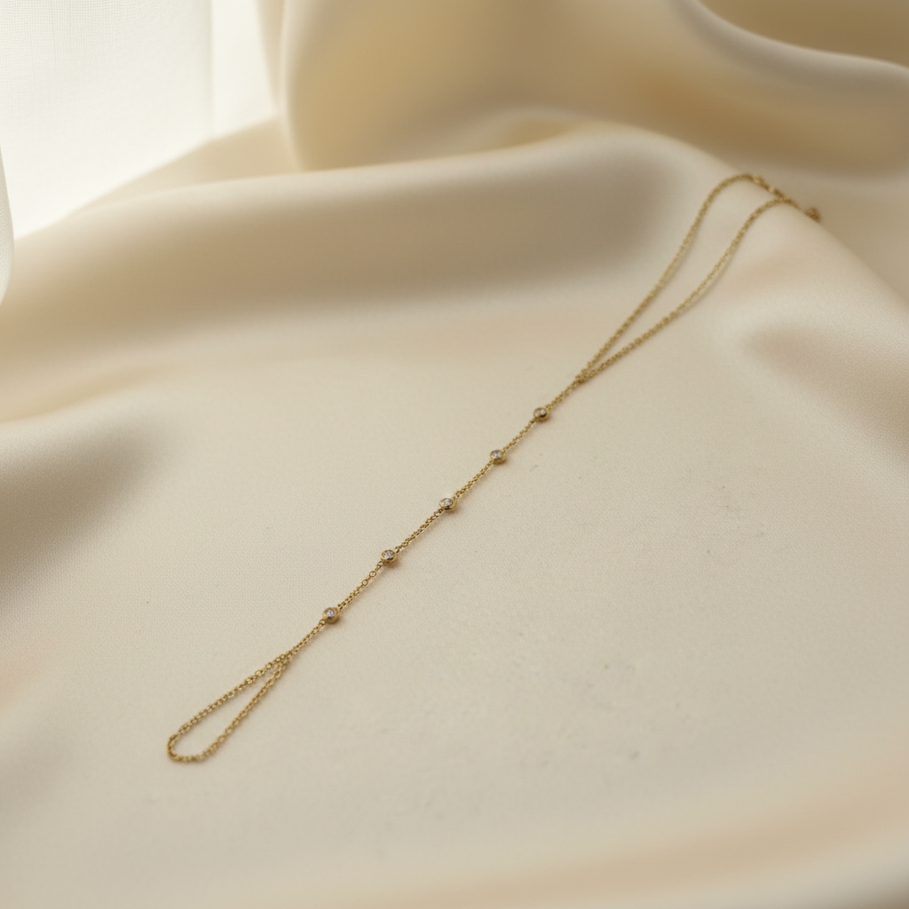 Diamond by the Yard Necklace on Ivory Silk