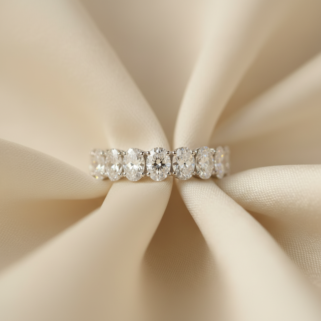 Oval Diamond Eternity Band White Gold - 1:1 Square