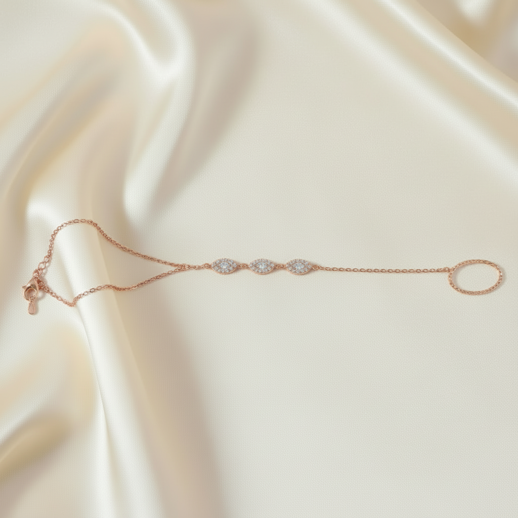 Oval Pavé Hand Chain - Rose Gold