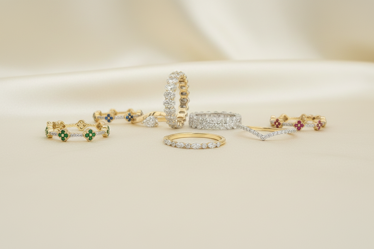 Rings Banner - Ivory Silk, Moderate Bottom Space