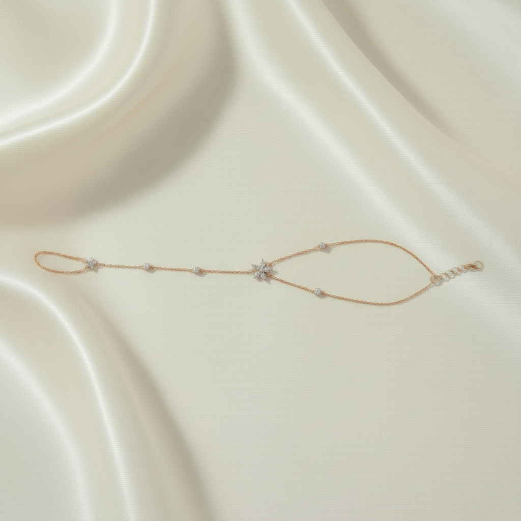 Rose Gold Hand Chain Square Equal Flowers