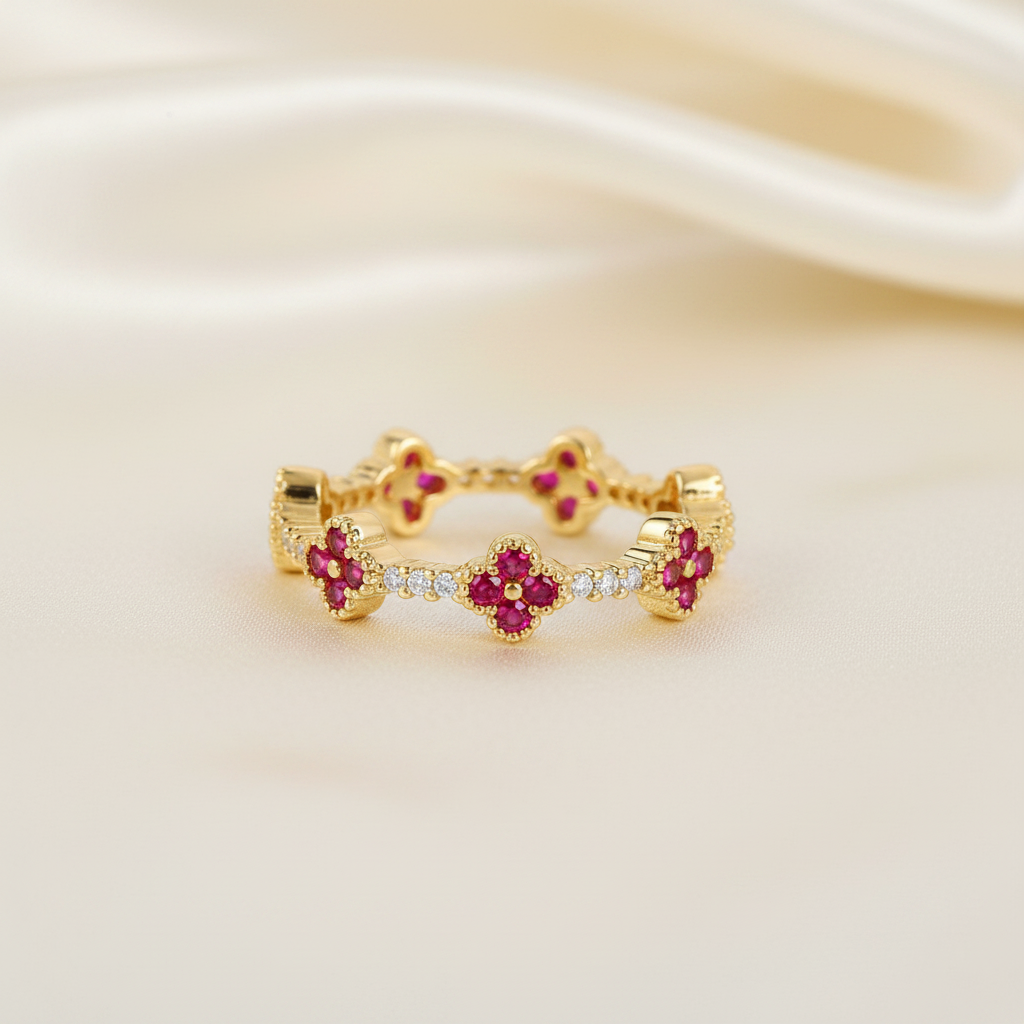 Ruby Clover Eternity Ring