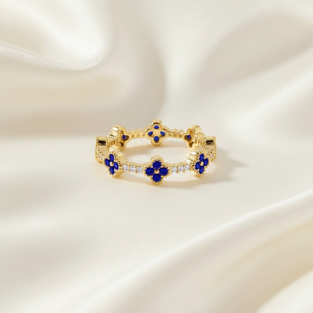 Sapphire Clover Eternity Ring